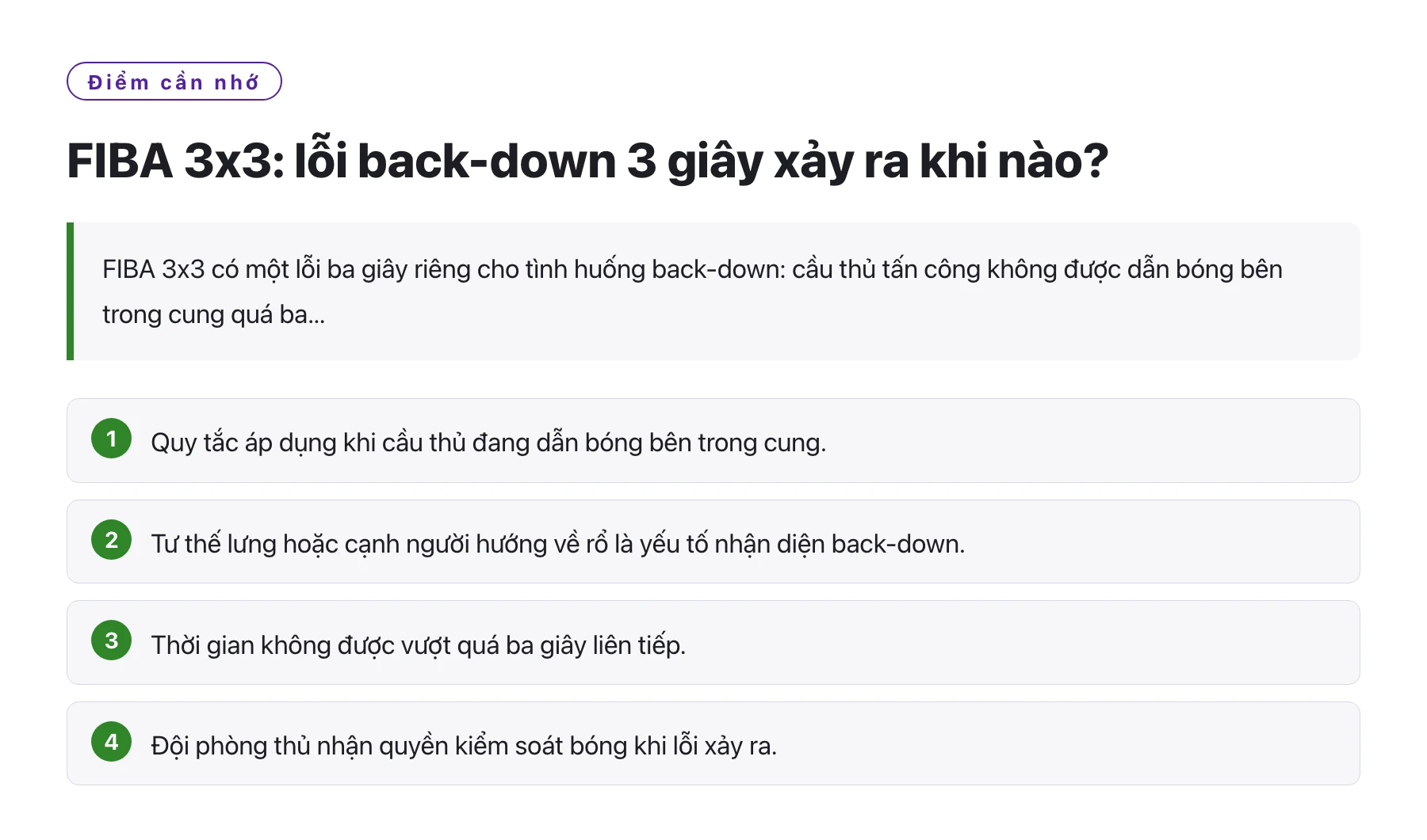 FIBA 3x3: lỗi back-down 3 giây xảy ra khi nào?——全文要点速览